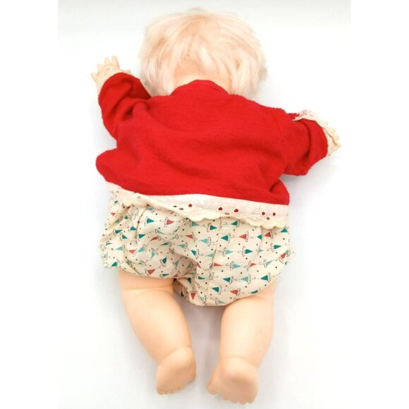 Eugene Girl Baby Doll in Red Sweater Vintage Blue Eyes Open Close Blond Hair - Picture 8 of 16